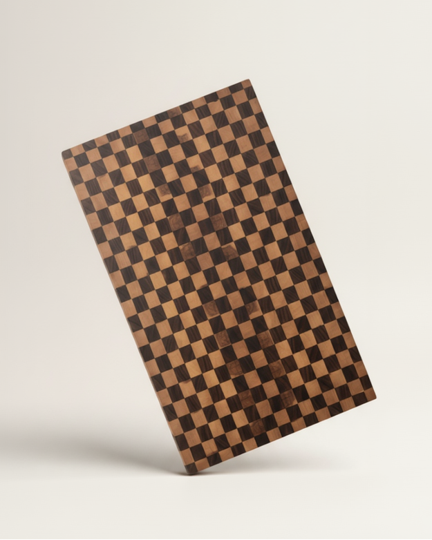 Checkerboard cutting board matching reference style